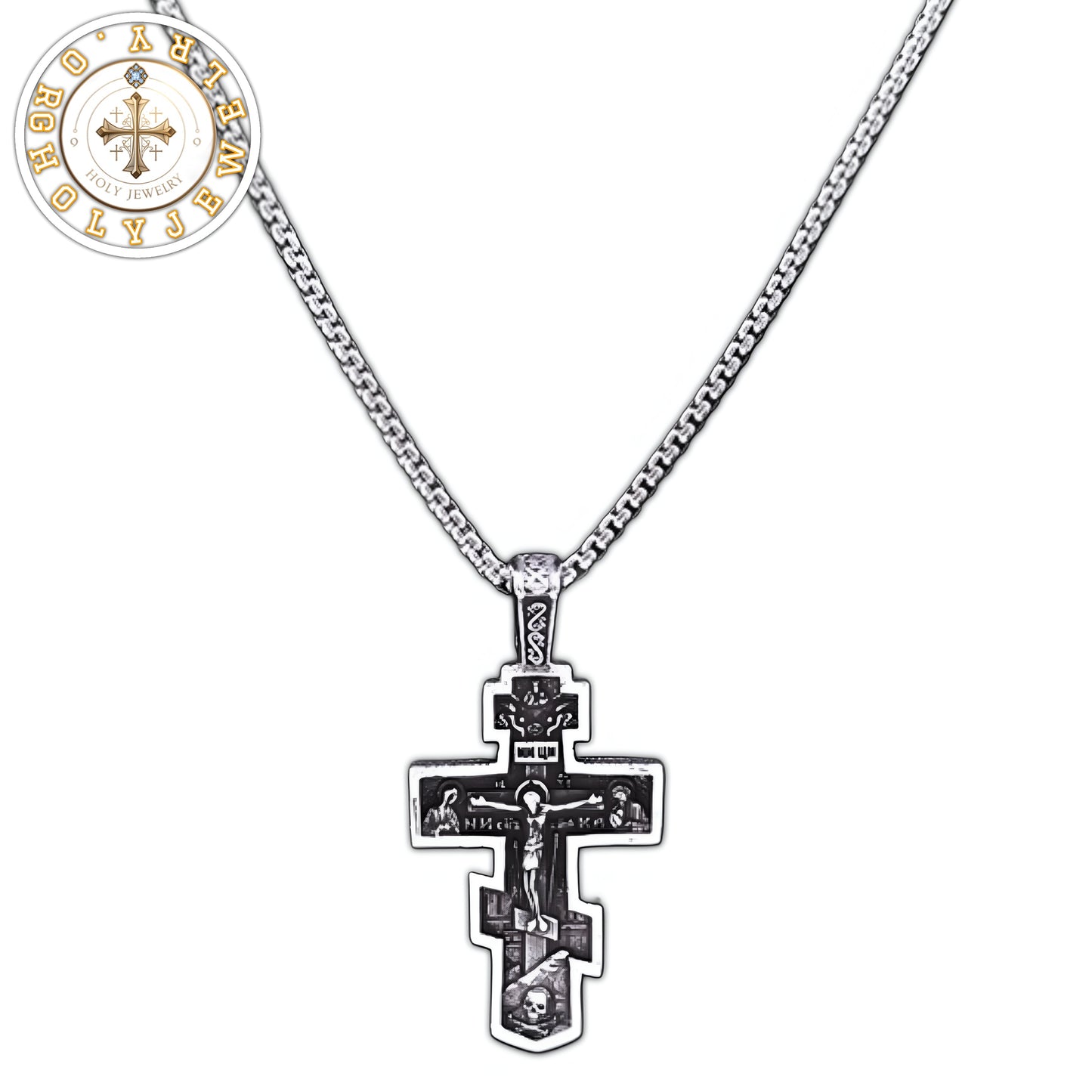Stainless Steel Orthodox Crucifix Pendant Necklace - Holy Jewelry